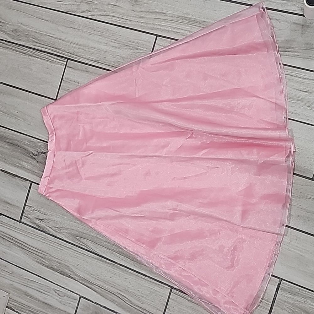 David's Bridal pink long skirt.